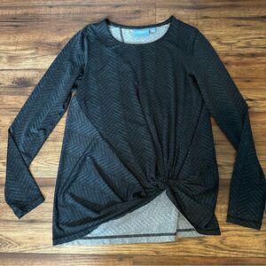 Simply Vera Vera Wang Black Twist Detail Long Sleeve Blouse Womens Medium Casual